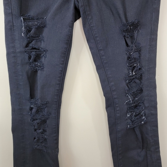 Frame | Le Skinny de Jeanne Distressed Black Jeans Size 24 - Picture 2 of 6